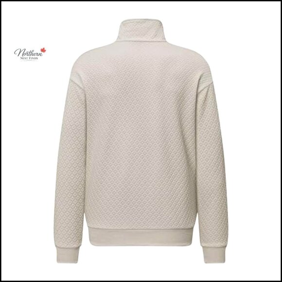Men's Quarter Zip Sweatshirt Long Sleeve Waffle Mock Neck Pullover Casual - Picture 7 of 7